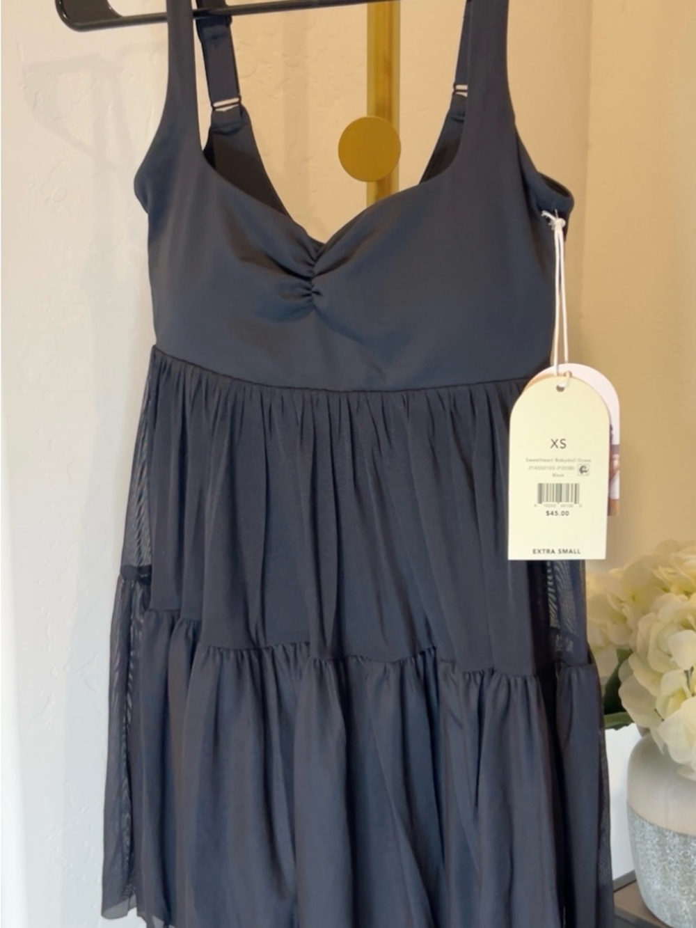 Tiered Black Sleeveless Mini Dress - XS